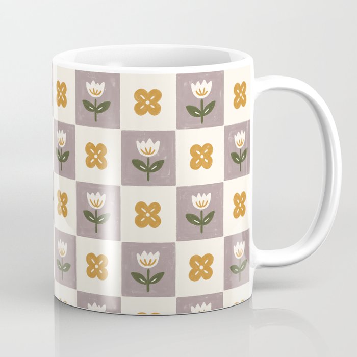 Checkerboard Flowers Coffee Mug Gallery Image 1