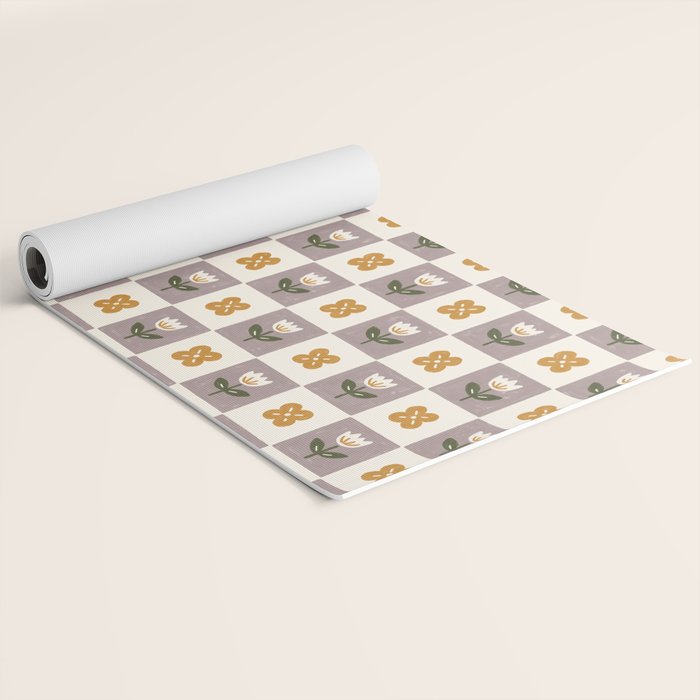 Checkerboard Flowers Yoga Mat Gallery Image 2
