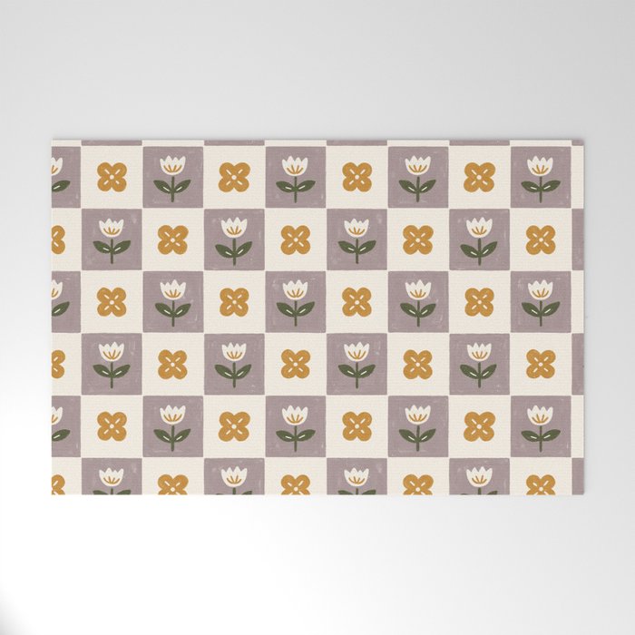 Checkerboard Flowers Welcome Mat Gallery Image 1