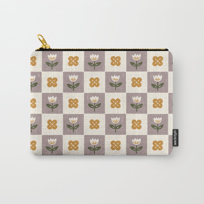 Checkerboard Flowers Carry All Pouch Gallery Image 1