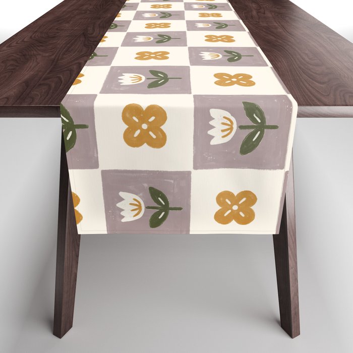 Checkerboard Flowers Table Runner Gallery Image 1
