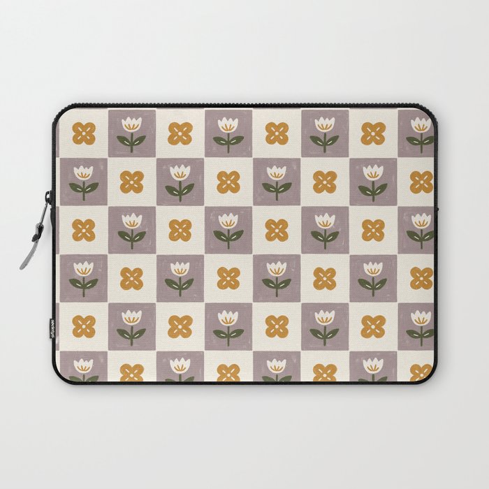 Checkerboard Flowers Laptop Sleeve Gallery Image 1