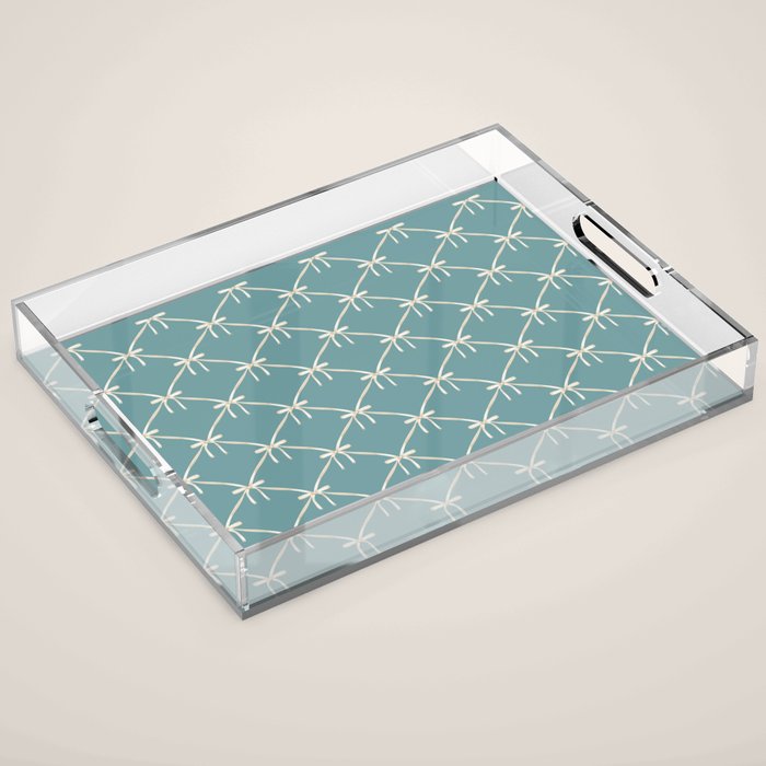 Bows & Ribbons Pattern LIV Teal Green Acrylic Tray Gallery Image 1