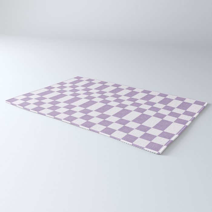 Lilac and white checkered Rug Gallery Image 3
