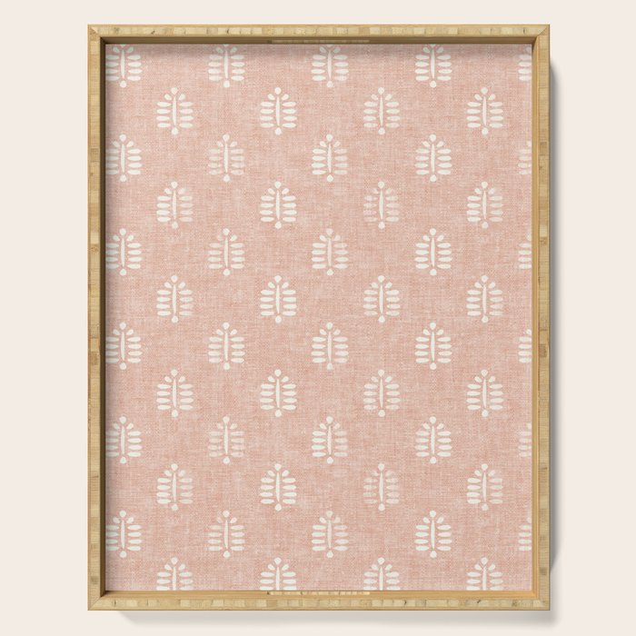 block print palms on blush Serving Tray Gallery Image 1