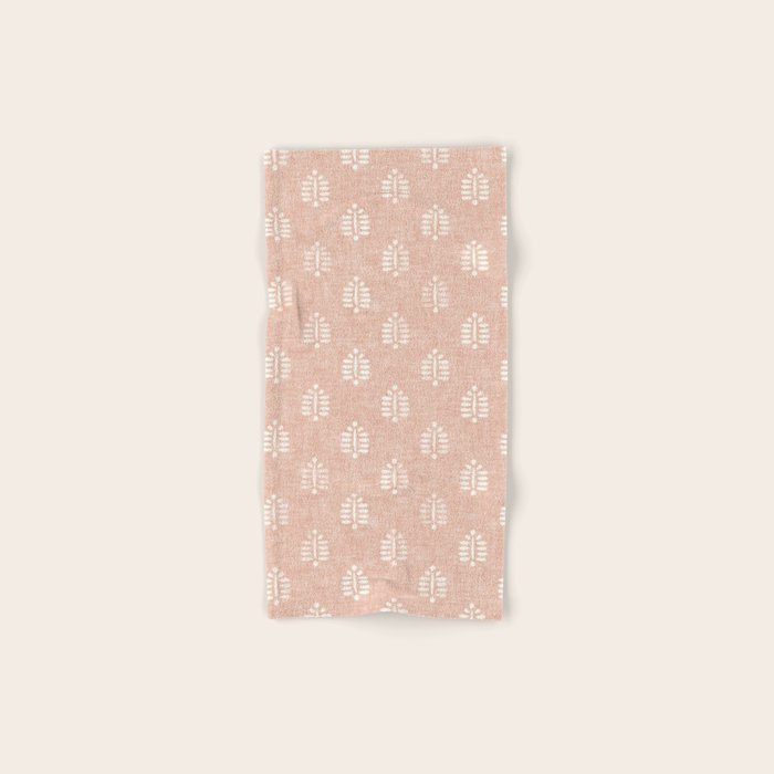 block print palms on blush Bath Towel Gallery Image 1