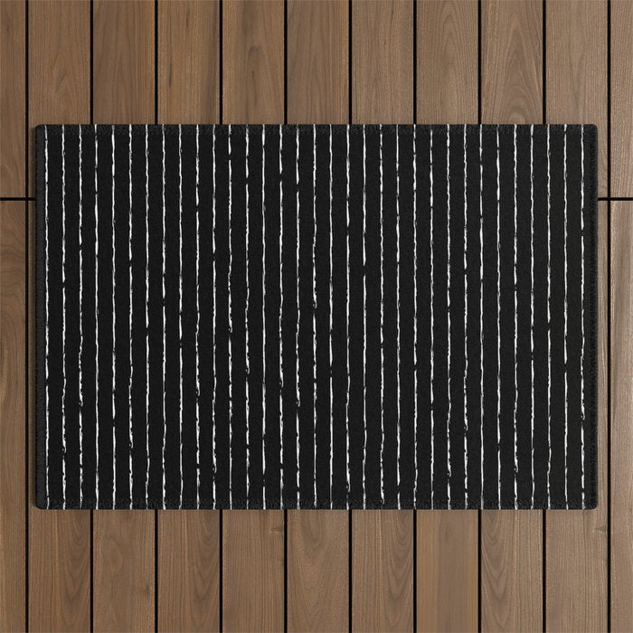 Lines II (Black) Outdoor Rug Gallery Image 1
