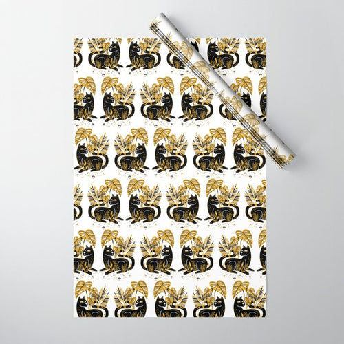 Gold & Black Panther Wrapping Paper Gallery Image 1