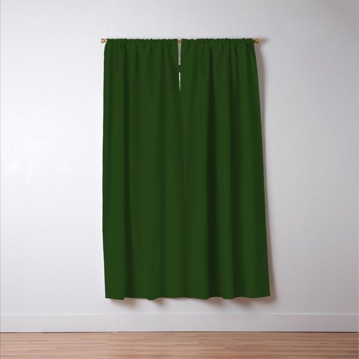 Solid Dark Forest Green Simple Solid Color All Over Print Window Curtain Gallery Image 3