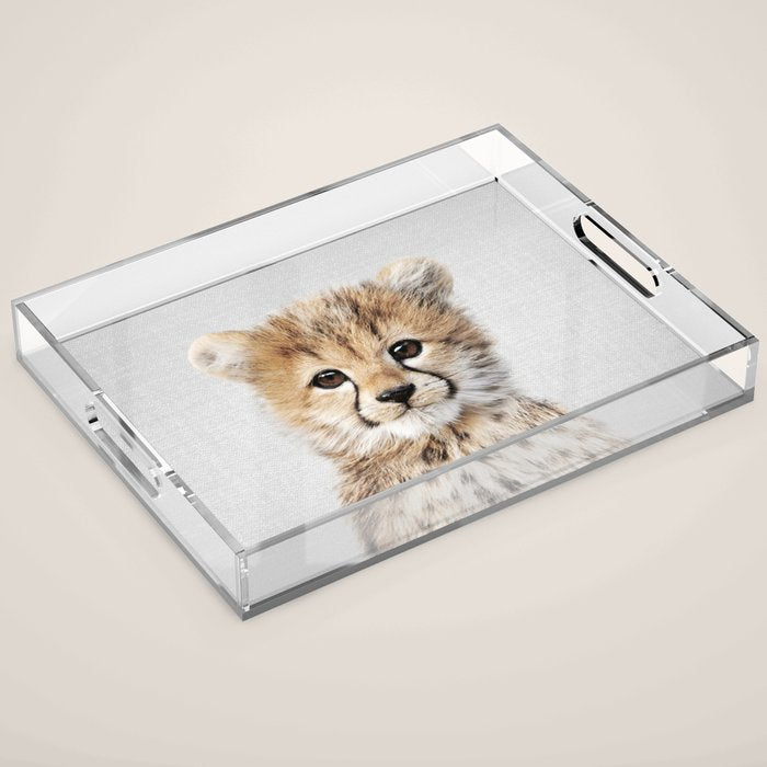 Baby Cheetah - Colorful Acrylic Tray Gallery Image 1