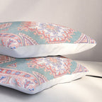Marine Green Spiral Star Kazak Handmade Persian Rug Pillow Sham Gallery Image 3