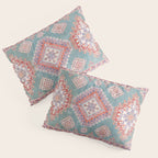 Marine Green Spiral Star Kazak Handmade Persian Rug Pillow Sham Gallery Image 3