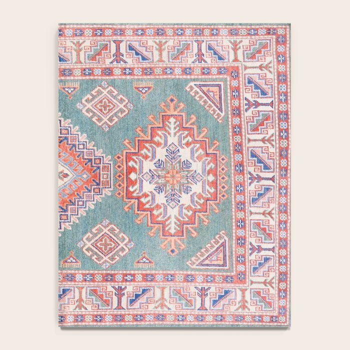 Marine Green Spiral Star Kazak Handmade Persian Rug Notebook Gallery Image 4