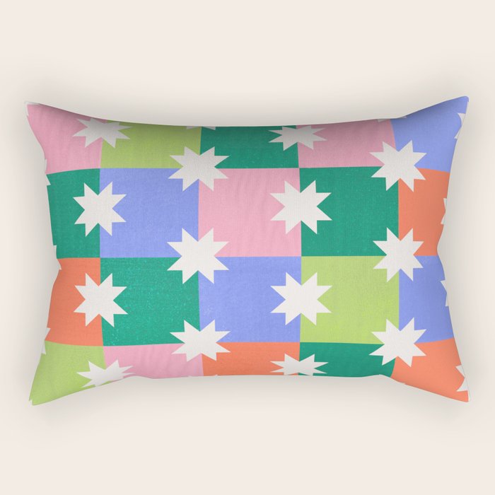 Checkered holiday pattern with stars Rectangular Pillow Gallery Image 1