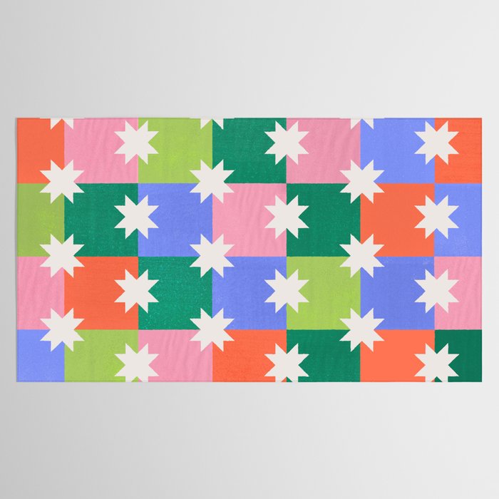 Checkered holiday pattern with stars Tablecloth Gallery Image 2