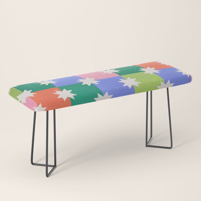 Checkered holiday pattern with stars Bench Gallery Image 1