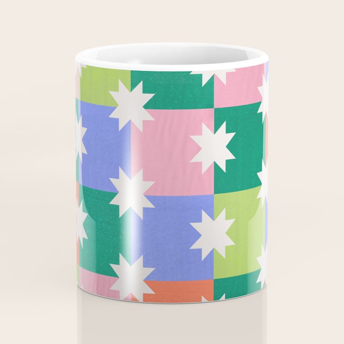 Checkered holiday pattern with stars Coffee Mug Gallery Image 4