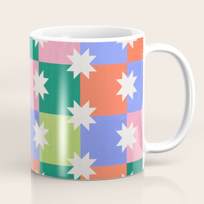 Checkered holiday pattern with stars Coffee Mug Gallery Image 1