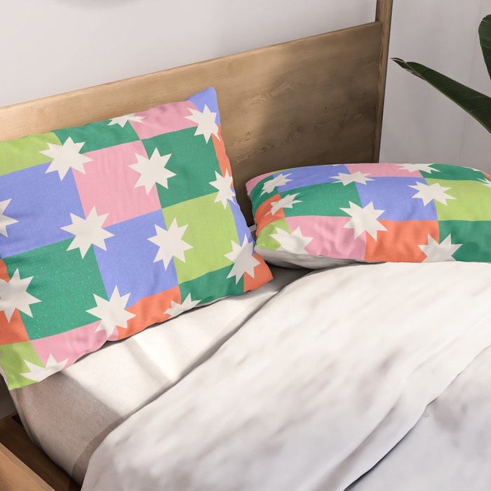 Checkered holiday pattern with stars Pillow Sham Gallery Image 2