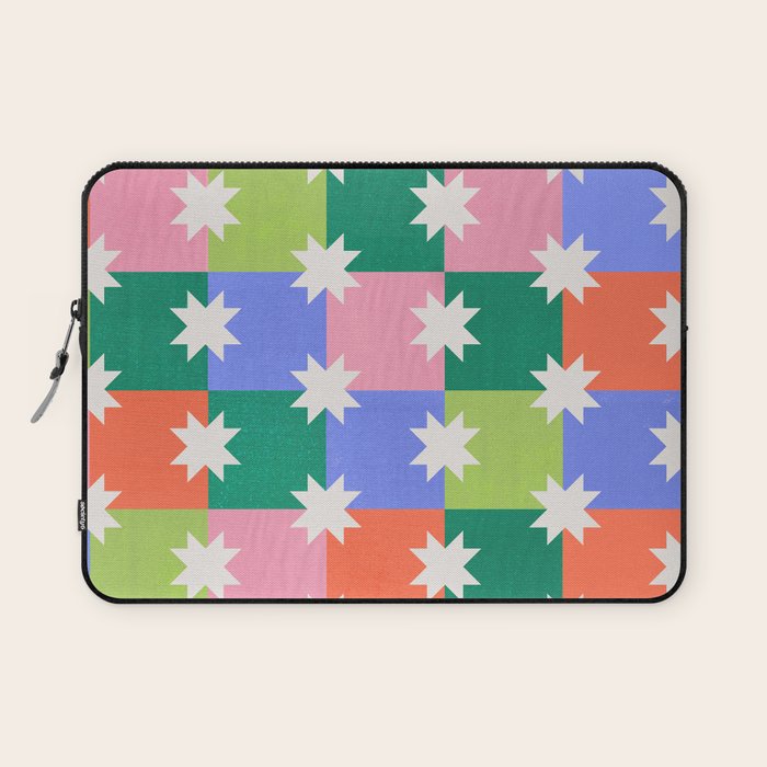 Checkered holiday pattern with stars Laptop Sleeve Gallery Image 1