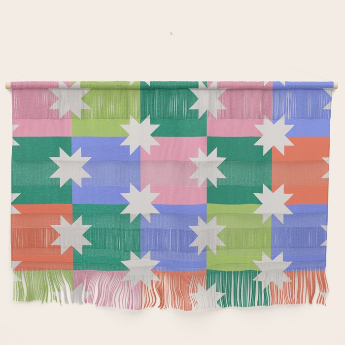 Checkered holiday pattern with stars Wall Hanging Gallery Image 1