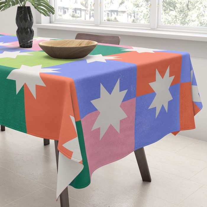 Checkered holiday pattern with stars Tablecloth Gallery Image 3