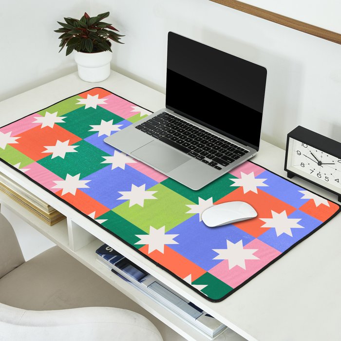Checkered holiday pattern with stars Desk Mat Gallery Image 2