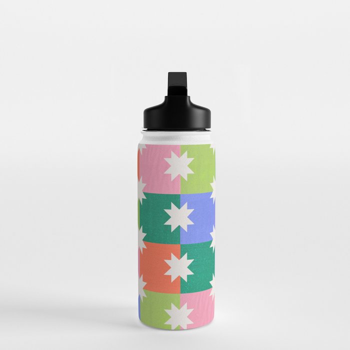 Checkered holiday pattern with stars Water Bottle Gallery Image 3