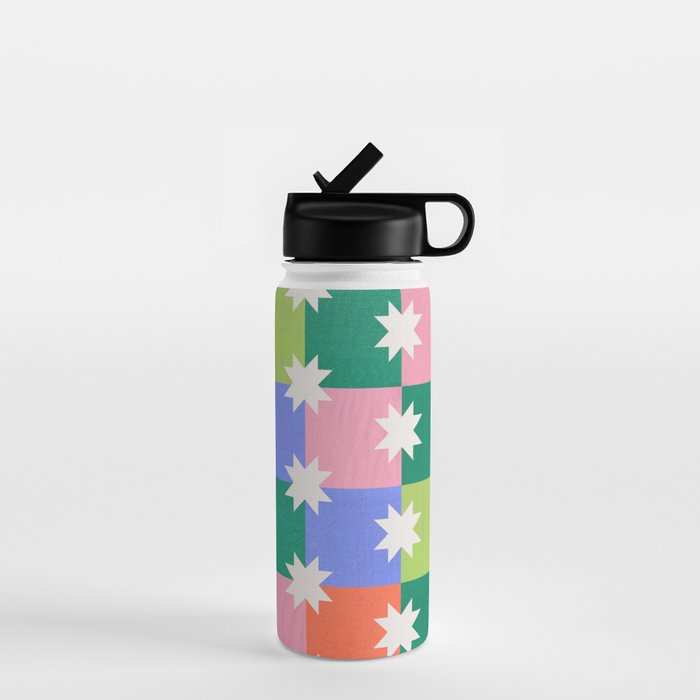 Checkered holiday pattern with stars Water Bottle Gallery Image 1