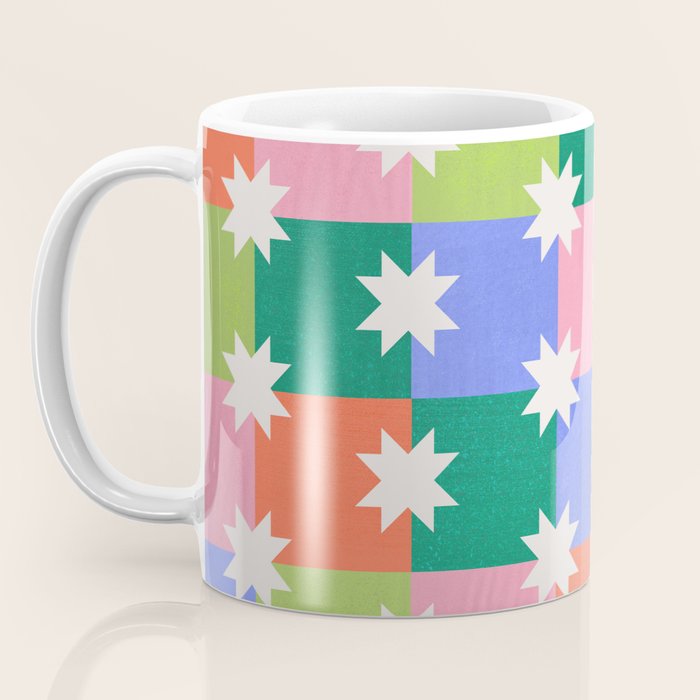 Checkered holiday pattern with stars Coffee Mug Gallery Image 3
