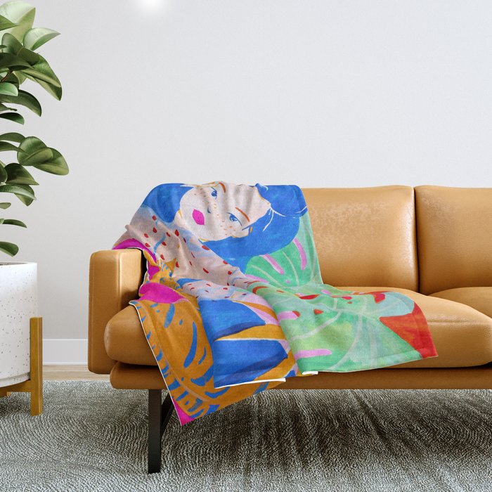Relaxing with Cat Throw Blanket Gallery Image 1