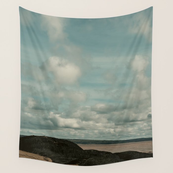 windswept clouds - cloudscape nature photograph bay of fundy Wall Tapestry Gallery Image 4
