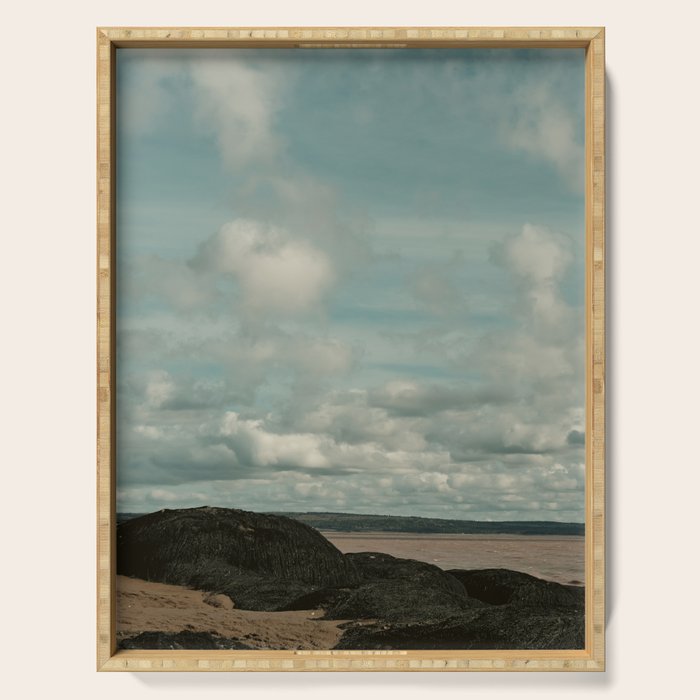 windswept clouds - cloudscape nature photograph bay of fundy Serving Tray Gallery Image 1