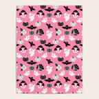 Pink Ghosts, Mushrooms, Bats, and Flowers Pattern Poster Gallery Image 4