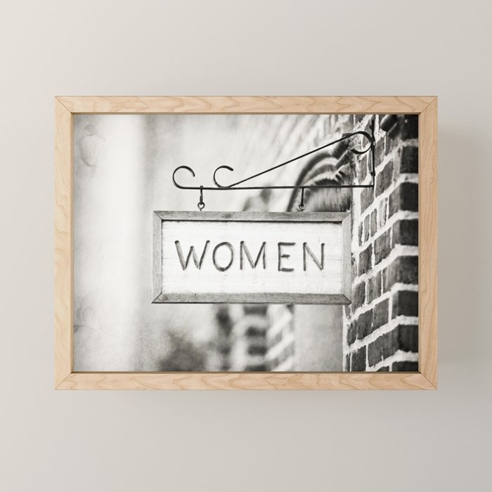 Ladies Room, Women's Restroom Sign Art, Black and White Bathroom Photo Mini Art Print Gallery Image 1
