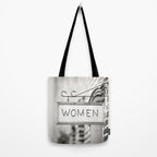 Ladies Room, Women's Restroom Sign Art, Black and White Bathroom Photo Tote Bag Gallery Image 2