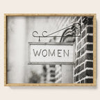 Ladies Room, Women's Restroom Sign Art, Black and White Bathroom Photo Serving Tray Gallery Image 1