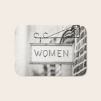 Ladies Room, Women's Restroom Sign Art, Black and White Bathroom Photo Bath Mat Gallery Image 1