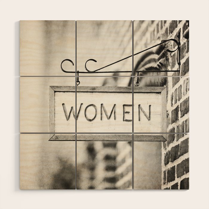 Ladies Room, Women's Restroom Sign Art, Black and White Bathroom Photo Wood Wall Art Gallery Image 1