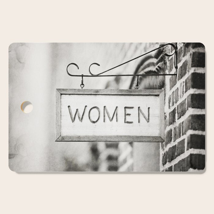Ladies Room, Women's Restroom Sign Art, Black and White Bathroom Photo Cutting Board Gallery Image 1
