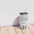 Ladies Room, Women's Restroom Sign Art, Black and White Bathroom Photo Travel Mug Gallery Image 4