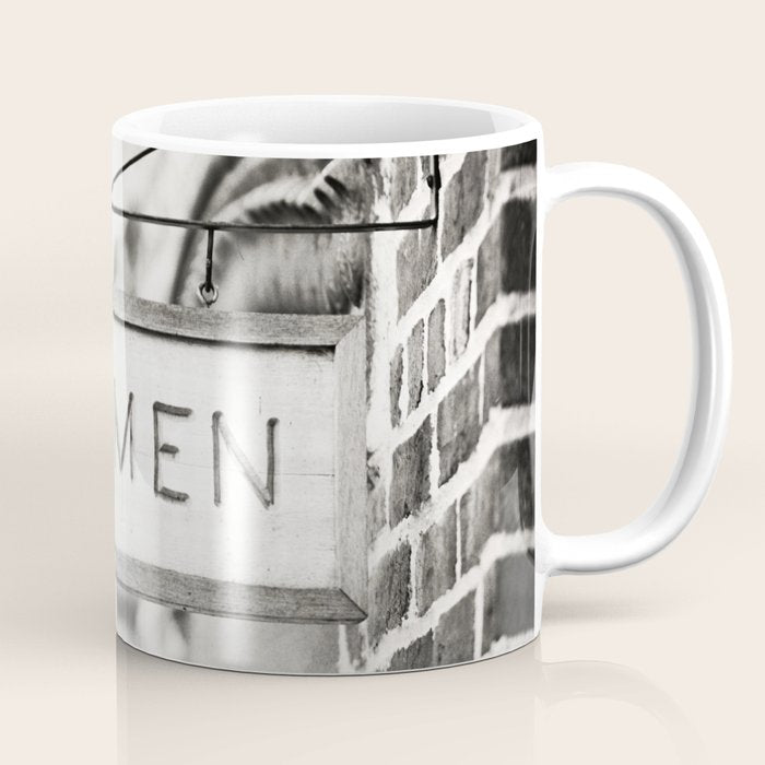 Ladies Room, Women's Restroom Sign Art, Black and White Bathroom Photo Coffee Mug Gallery Image 1