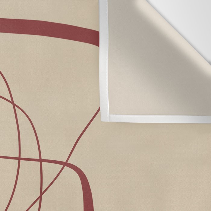 Janu Sirsasana - Minimalist Abstract Line Drawing in Maroon and Linen Wall Tapestry Gallery Image 3