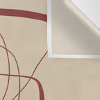 Janu Sirsasana - Minimalist Abstract Line Drawing in Maroon and Linen Wall Tapestry Gallery Image 3