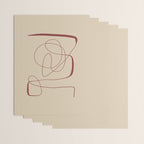 Janu Sirsasana - Minimalist Abstract Line Drawing in Maroon and Linen Wrapping Paper Gallery Image 3