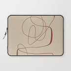 Janu Sirsasana - Minimalist Abstract Line Drawing in Maroon and Linen Laptop Sleeve Gallery Image 1
