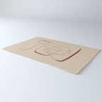 Janu Sirsasana - Minimalist Abstract Line Drawing in Maroon and Linen Rug Gallery Image 3