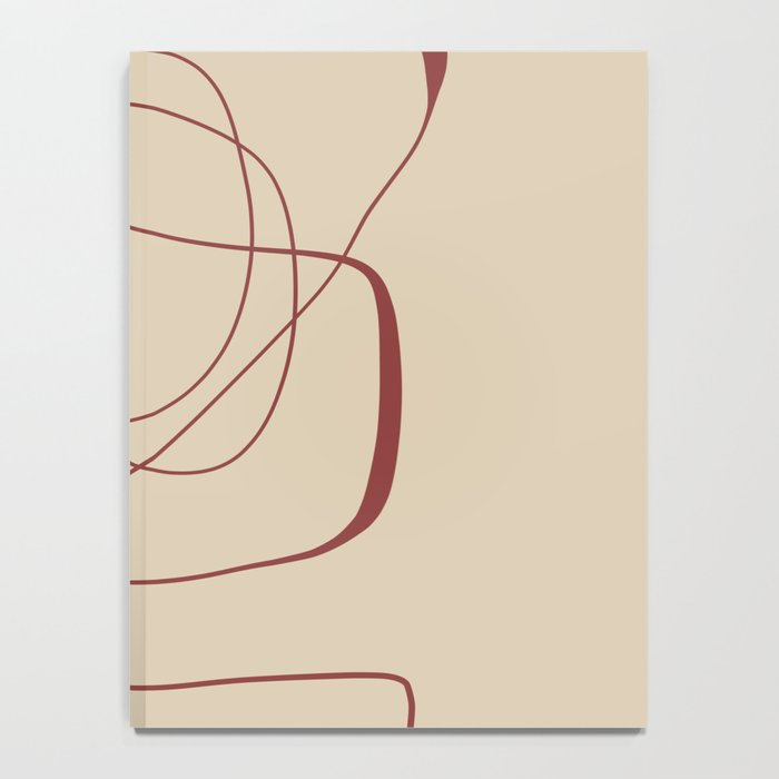 Janu Sirsasana - Minimalist Abstract Line Drawing in Maroon and Linen Notebook Gallery Image 4