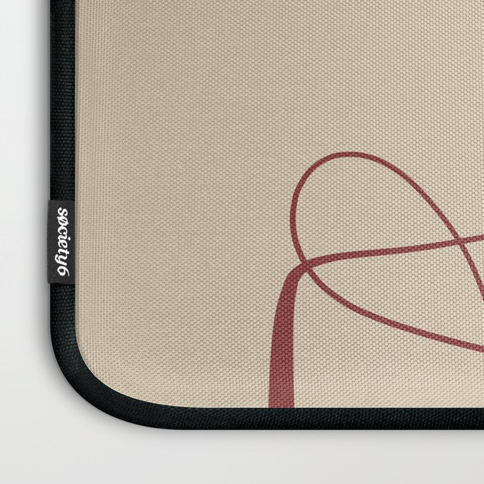 Janu Sirsasana - Minimalist Abstract Line Drawing in Maroon and Linen Laptop Sleeve Gallery Image 3
