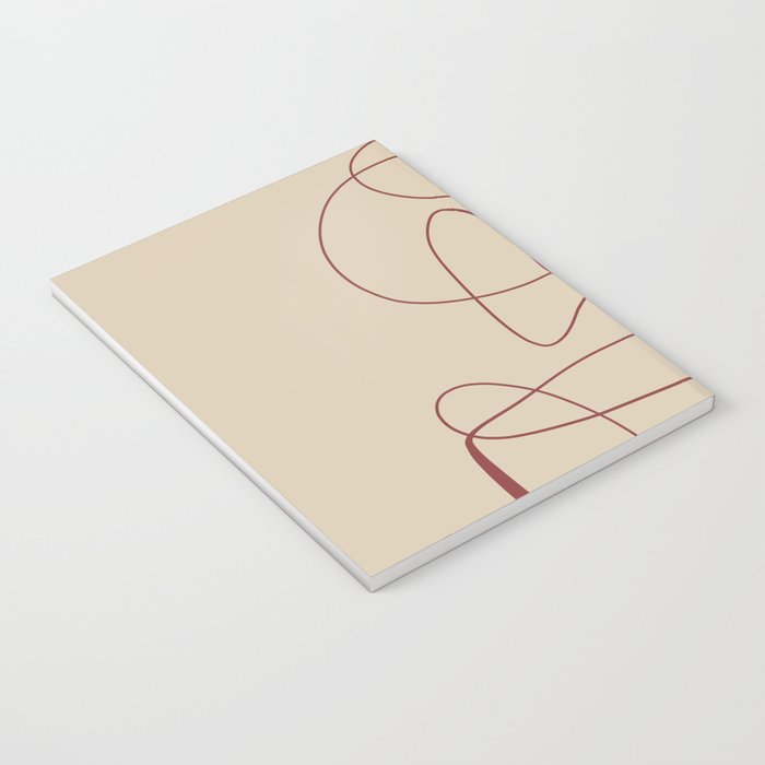 Janu Sirsasana - Minimalist Abstract Line Drawing in Maroon and Linen Notebook Gallery Image 3